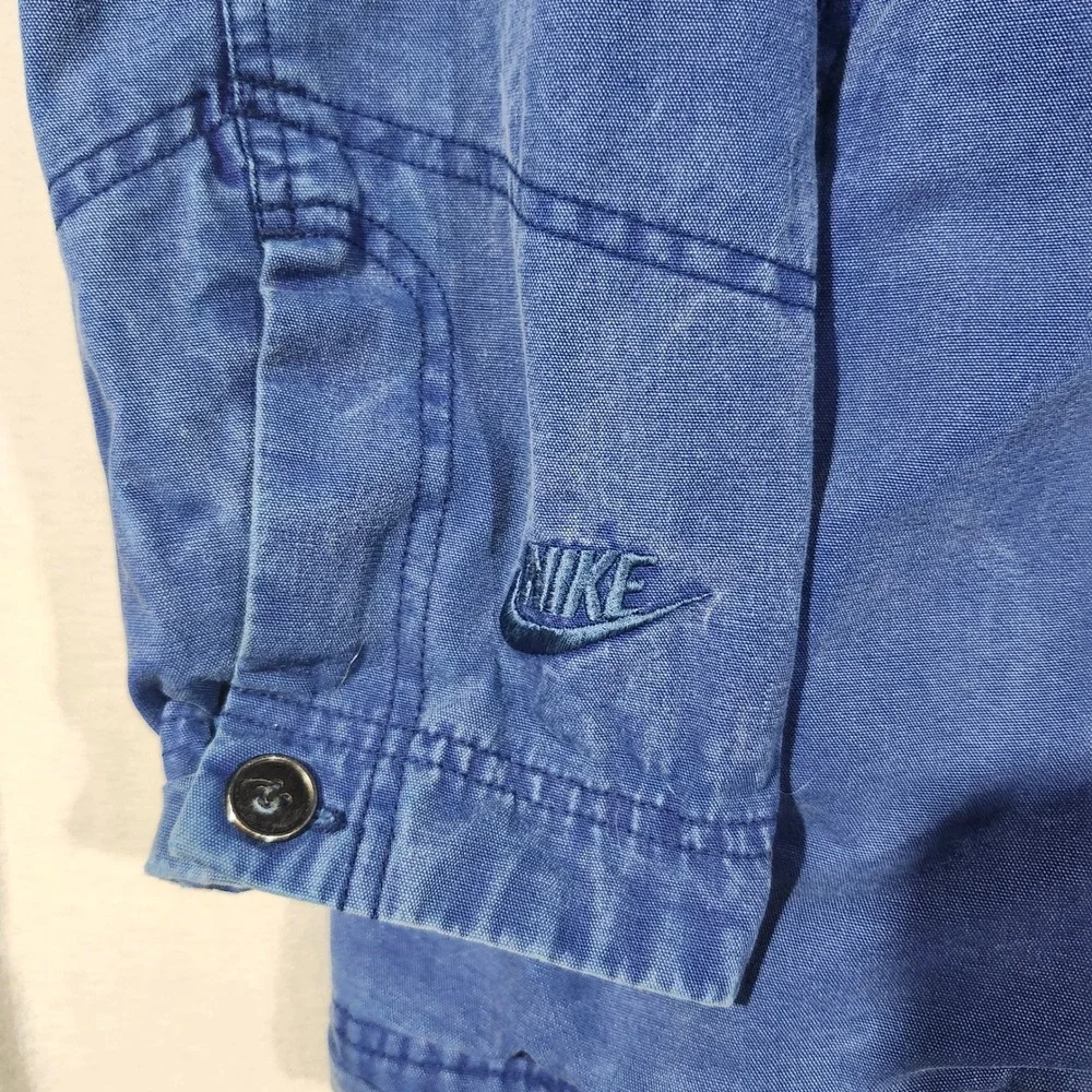 VTG Nike ACG Blue Ripstop Workwear Jacket Men L Fleece Blanket Lined Zip Up 90s